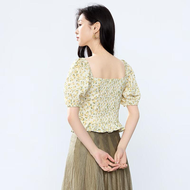 JOY SPEAKER Square Neck Short Sleeve Top