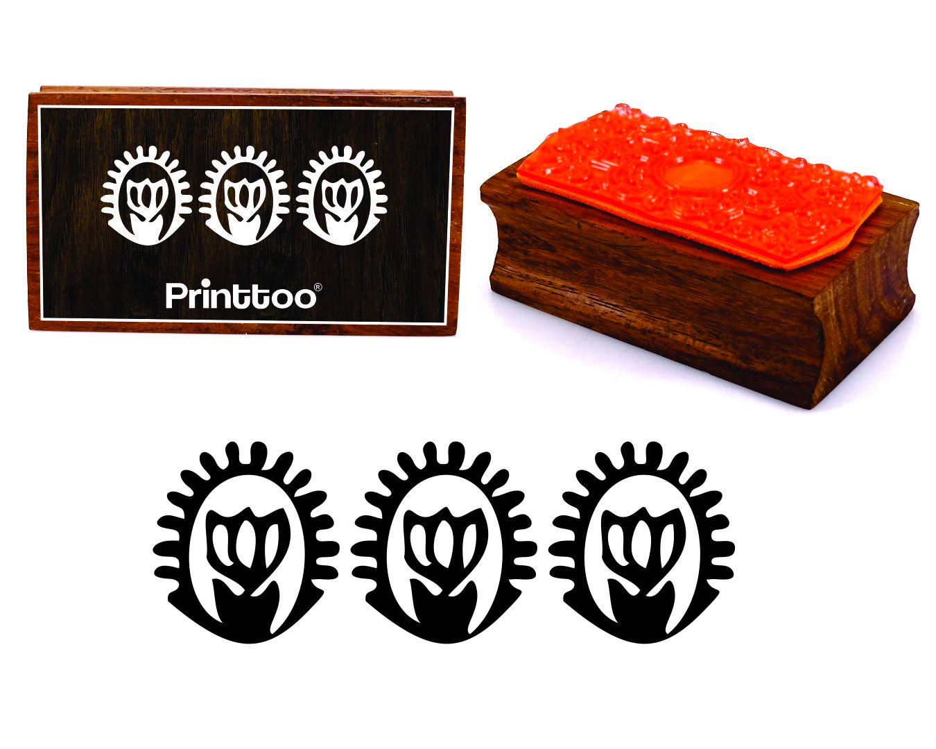 

Printtoo Бесшовный рисунок лотоса Прямоугольный деревянный резиновый штамп Блок 2.5 x 0.634 Inches коричневый