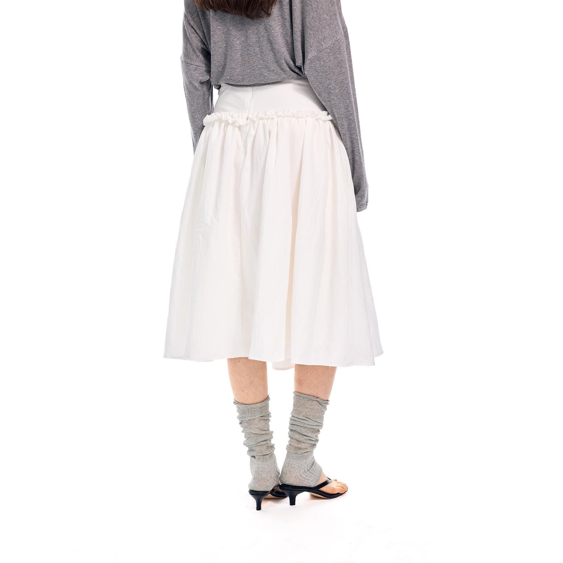 Элегантная неправильная кружевная ленточная льняная юбка во французском стиле 2026: Женская модная весенняя полуюбка Large белый