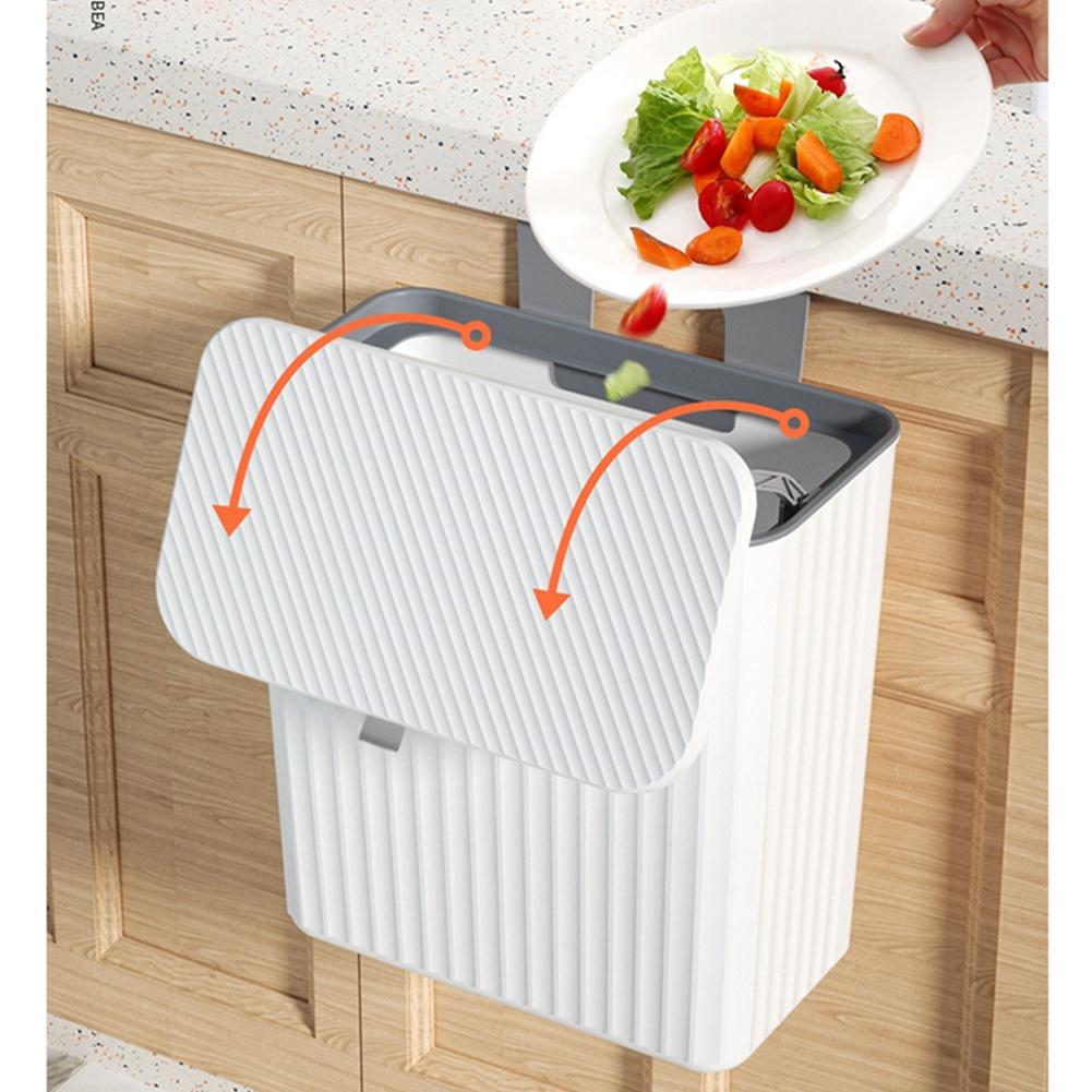 Good-1 Piece Kitchen Trash Can Large Capacity Garbage Cans With Lid Hanging Trash Bin For Bathroom Cabinet 7L