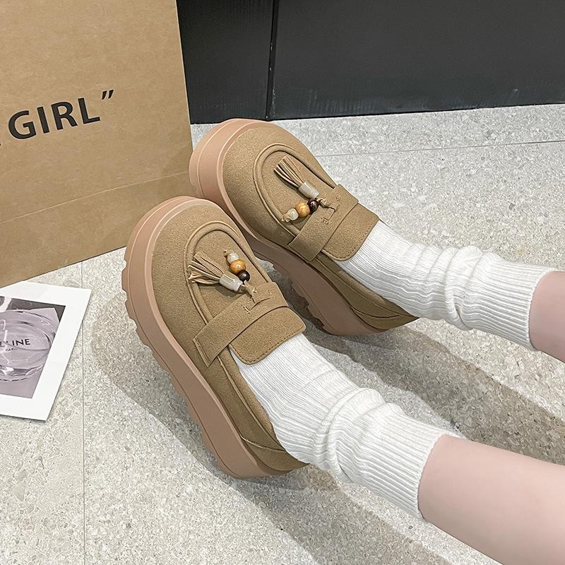 

New fashionable versatile women s thick-soled heightening small Martin boots heightening boots 35 абрикосовый