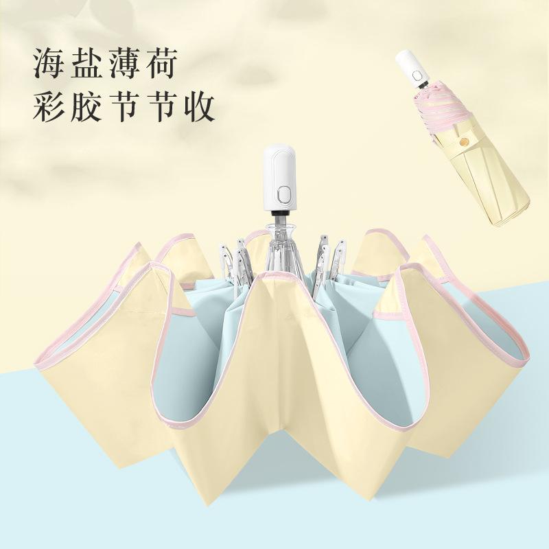 Anti-rebound Automatic Folding Weather and Rain Dual-purpose Color Glue Sunscreen Sun Umbrella Anti-ultraviolet Women's Festival Parasol