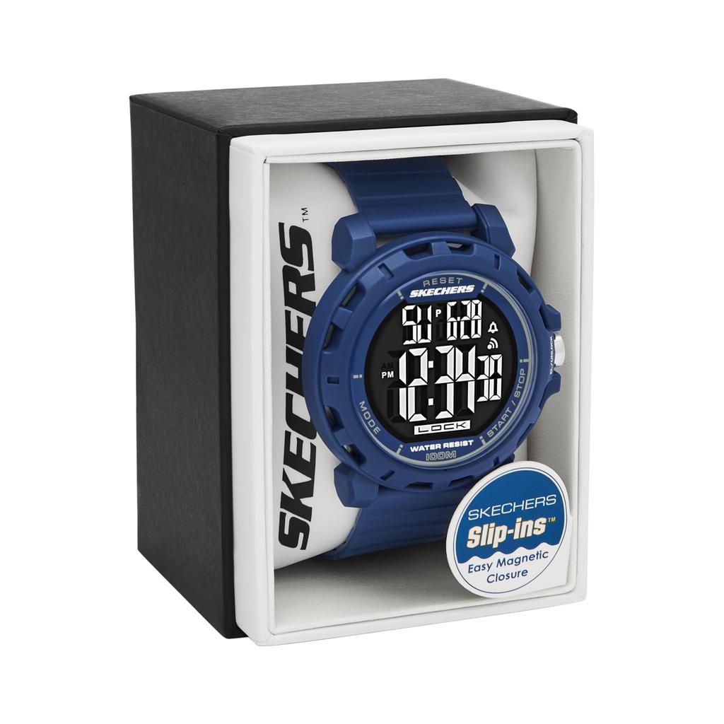 Skechers Newkirk SR5252 Men's Digital Watch Blue Silicone Band 51mm Case 100m Water Resistant Sports Wristwatch