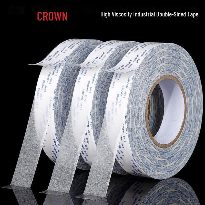 Crown 613 High-Viscosity Double-Sided Adhesive Tape for Nameplates, No-Trace, Heat-Resistant Cotton Paper
