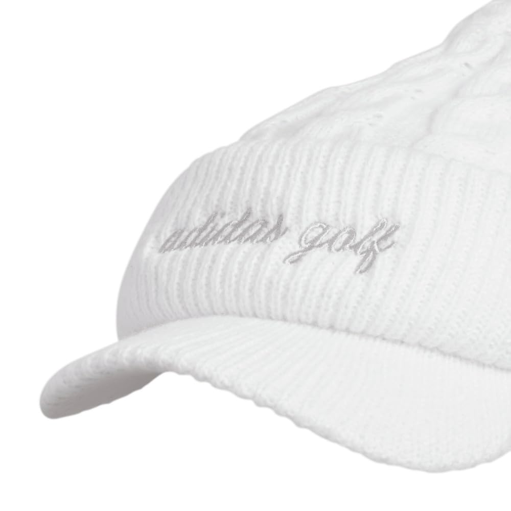 Adidas Golf Brim Knit White Women's Pom-Pom Beanie,