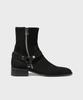 Firenze Atelier Slim Toe Velcro Line Suede Zip-Up Boots 3344-Qs [Black]