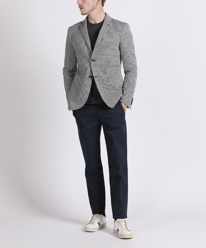 PANICALE Navy Slim Fit Dyed Cotton Pants