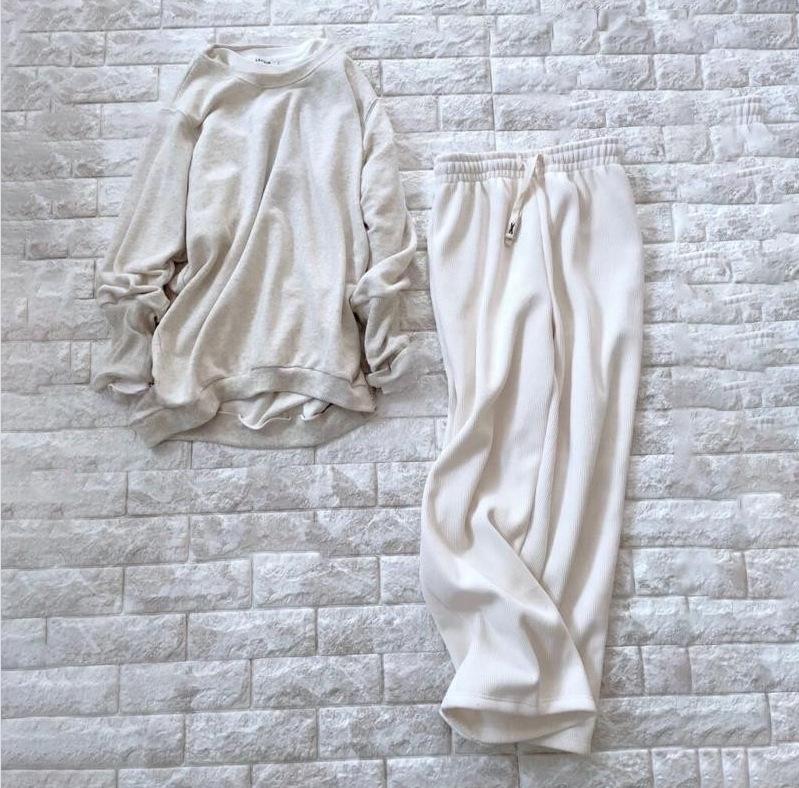

Cross-Border Round Neck Long Sleeve Hoodie & Wide Leg Sweatpants Set Medium хізер сірий колір