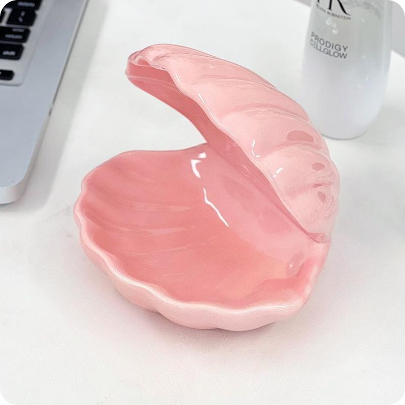 Fashion Ceramic Shell Jewelry Box – Creative Desktop Ornament Valentine's/Birthday Gift Storage Tray Storage for Rings/Earrings