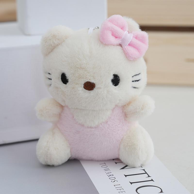 Adorable Cartoon Cat Plush Keychain Perfect Backpack Charm Cute Stuffed Doll розовый