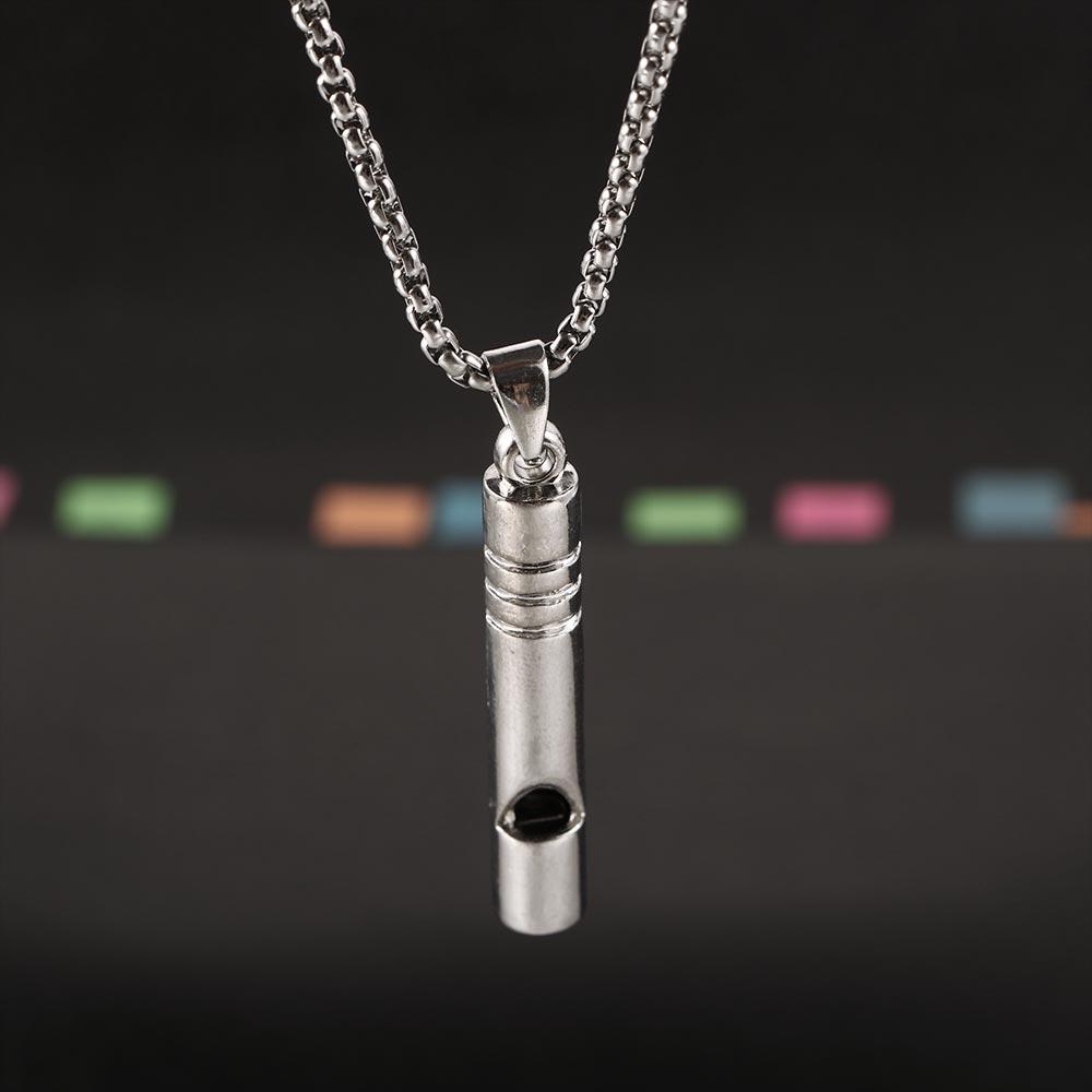 Silver Trendy Jewelry accessories Hip-hop Alloy Cool style Titanium steel chain Whistle necklace Necklace for men Sweater chain