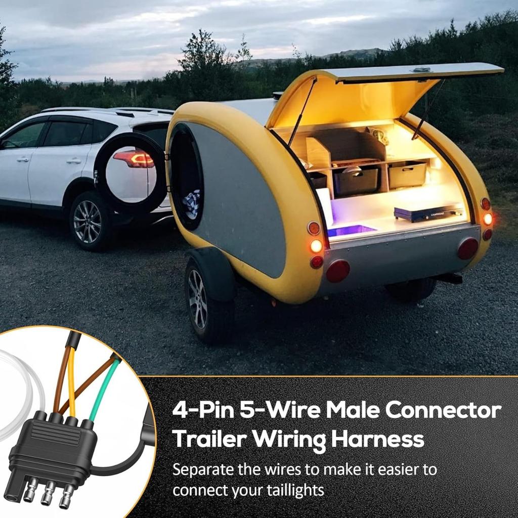 Professional 4 Pin 5 Wire Trailer Wiring Harness 26Ft With PVC Coating Protection For Campers Trailers