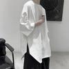 Men T-shirt Solid Color Simple Casual Young Style Friendly To Skin Round Neck Loose Split Hem Half Sleeves Summer Tops Men Clothes