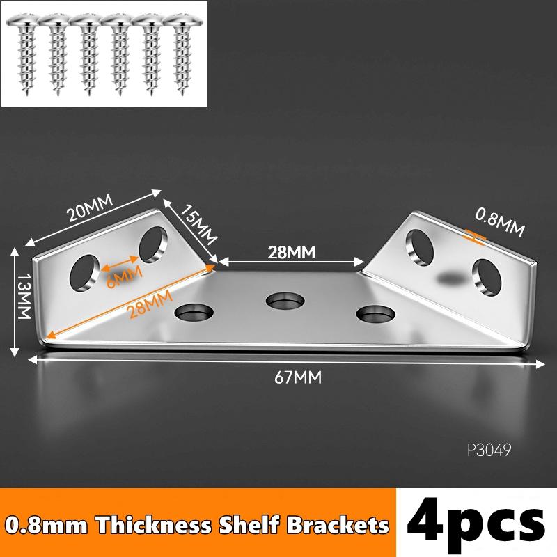 Universal Stainless Steel Furniture Corner Connector, Angle Corner Bracket with Screws for Shelves Wood Furniture Cabinets