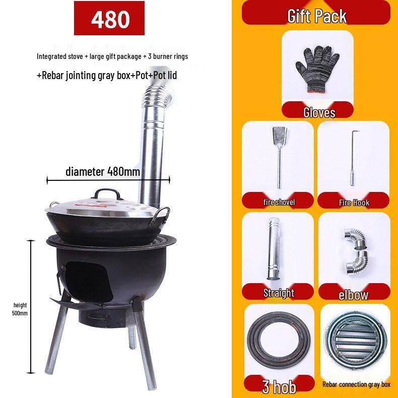 Portable Outdoor Firewood Stove with Threaded Round Legs - New Model