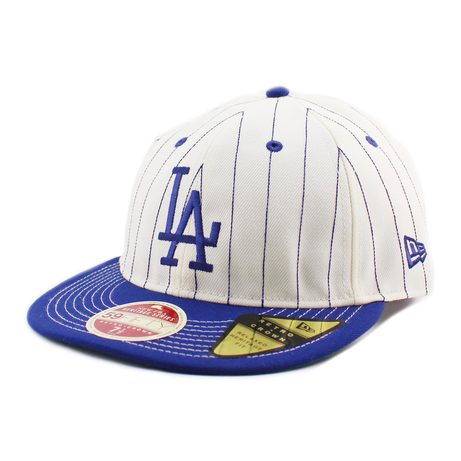 

New Era RC 59FIFTY Los Angeles Dodgers MLB Heritage Collection Pinstripe Retro Crown Fitted Royal Blue Cap, Stripe, 7-1/2 (approx. 22.6 inches)