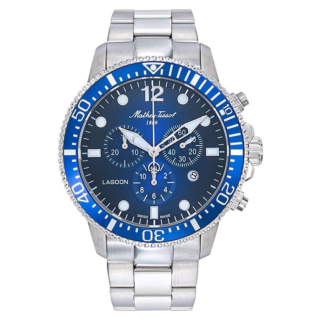 Mathey-Tissot Lagoon Хронограф Нержавеющая сталь Синий циферблат Кварцевые H123CHABU 100M Мужские часы синий