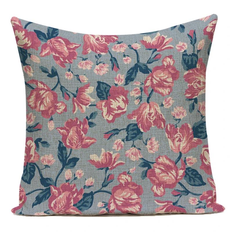 Vintage Style Flower Floral Polyester Decorative Pillow Cover Sofa Cushion Cover for Living Room Capa De Almofadas Pillowcase