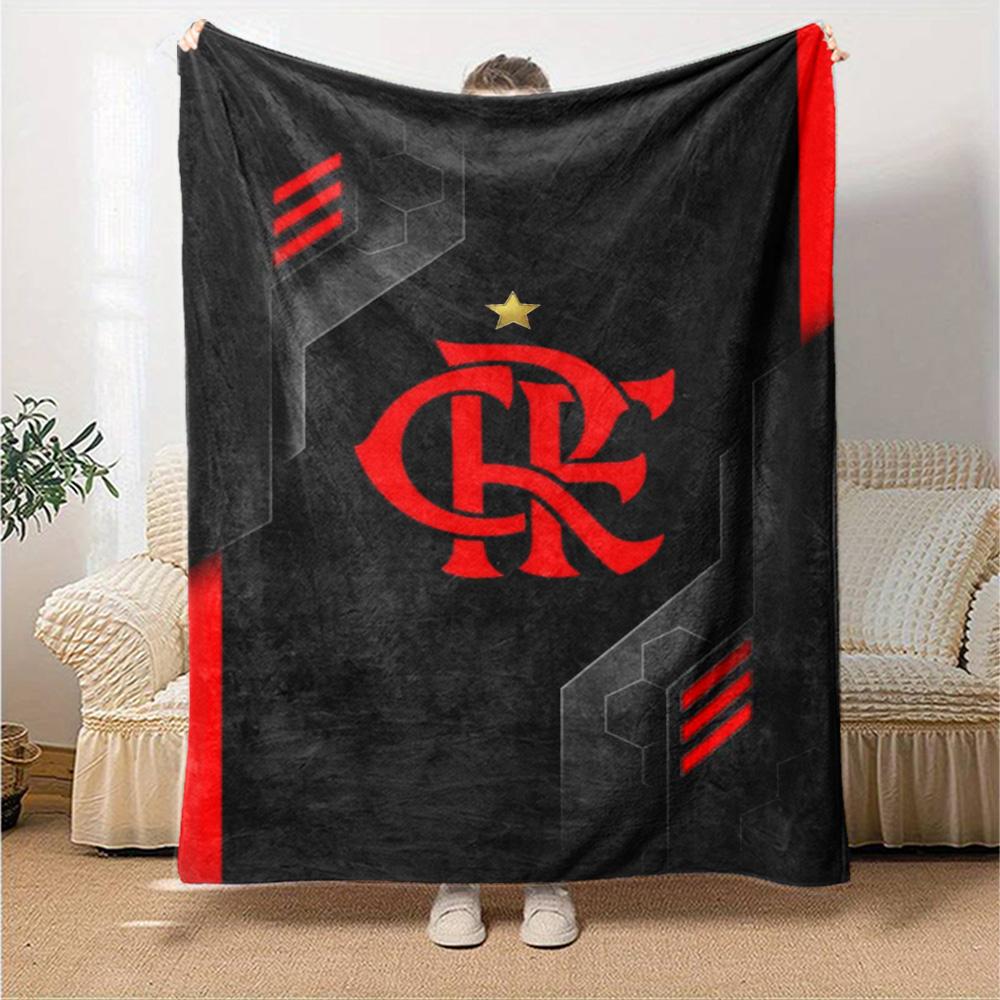 Flamengo logo Print Flannel Blanket High Quality Warm Comfortable Cover for All Seasons Perfect for Gifts Home Decor