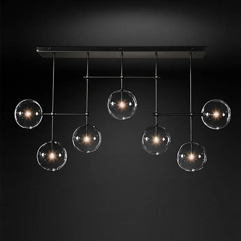 Gold or Black LED Chandeliers Modern Nordic  Clear Glass Ball Chandelier Lighting Living Room Restaurant Bedroom Hanging Lamp