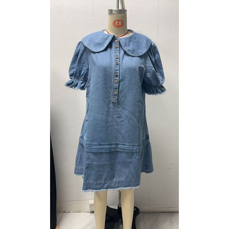 European and American New Fashion Casual Loose Short Sleeve Demin Dress Cowboy Short Sleeve Dress