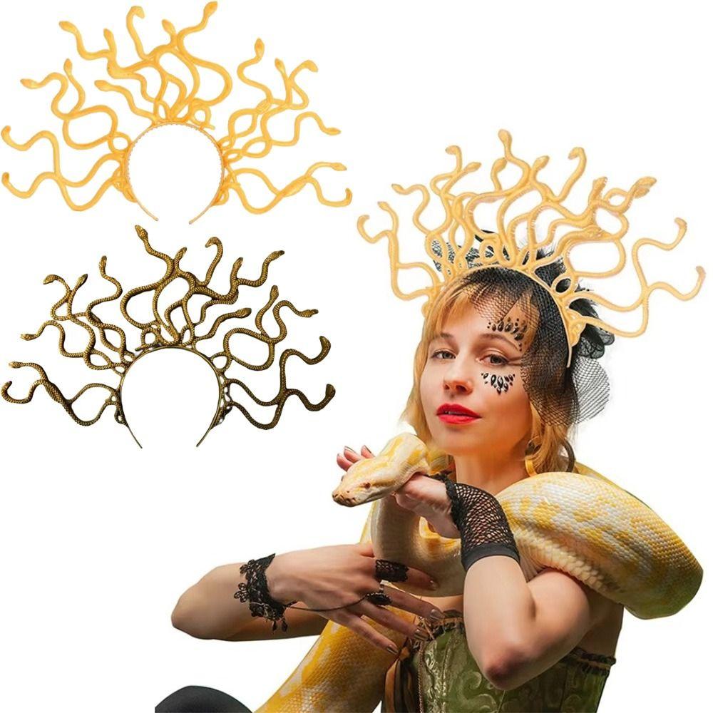 Horror Halloween Headband Realistic Cosplay Costume Prop New Snake Hair Hoop  Party Supplies