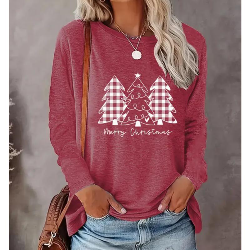 2025 Autumn & Winter Women's New Casual Crew Neck Long Sleeve Top 3D Christmas Pattern