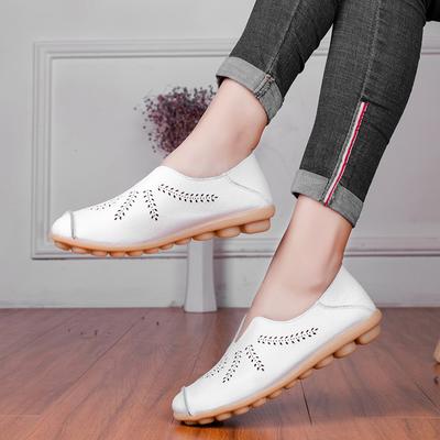 2025 Spring Summer Women Genuine Leather Flats Women Casual Sneakers Creepers Cutouts Slip On Flat Moccasins Shoes Woman