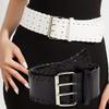 Harajuku Wide Woven Belt Y2K Slimming Belt Fashion Pin Buckle Waistband  For Women