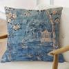 1Pc Of Short Plush Decorative Pillow Cover Featuring An Vintage French Chinoiserie Design In Blue, With Single-Sided Printing. I