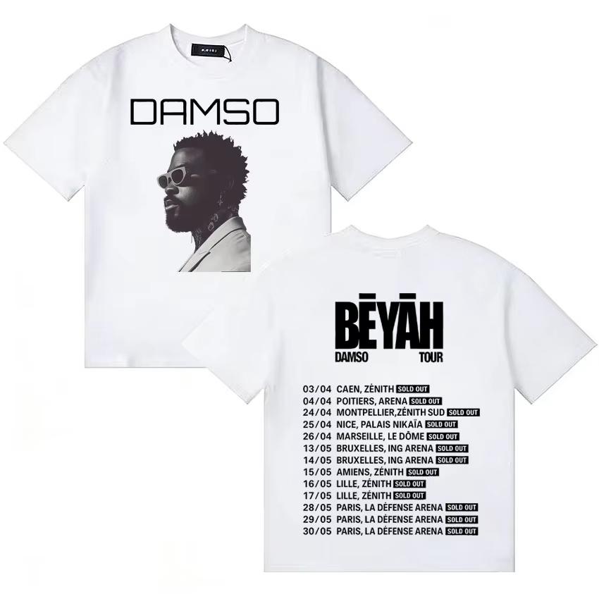 Singer Damso Tour Beyah Album Hip Hop Aesthetic Short Sleeve T Shirt Unisex WOMEN Loose ONeck Cotton Tshrit Unisex Ins Yk