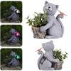 Solar Powered Decorative Animal Planter Resin Cat  Flower Pot with Light Cat Butterfly Planter Statue Courtyard Ornament