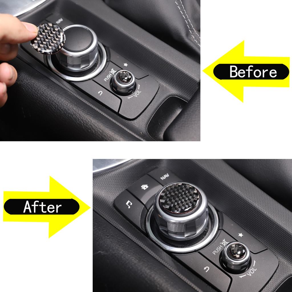 Soft Carbon fiber Multimedia knob Head sticker For Mazda MX-5 Miata 2016-23