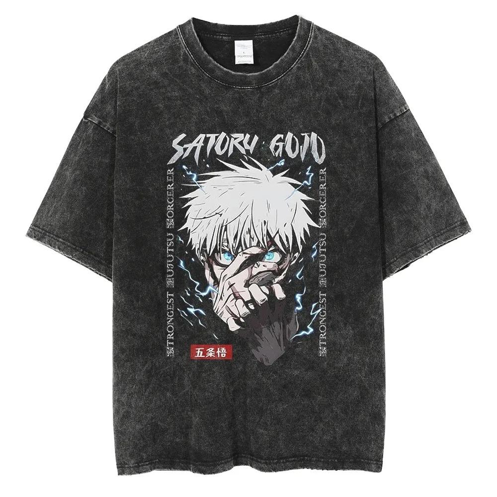 Satoru Gojo Graphic Print T-shirt Anime Jujutsu Kaisen Tee Men Women Short Sleeve Crewneck Tshirts Harajuku Male Cotton T Shirt