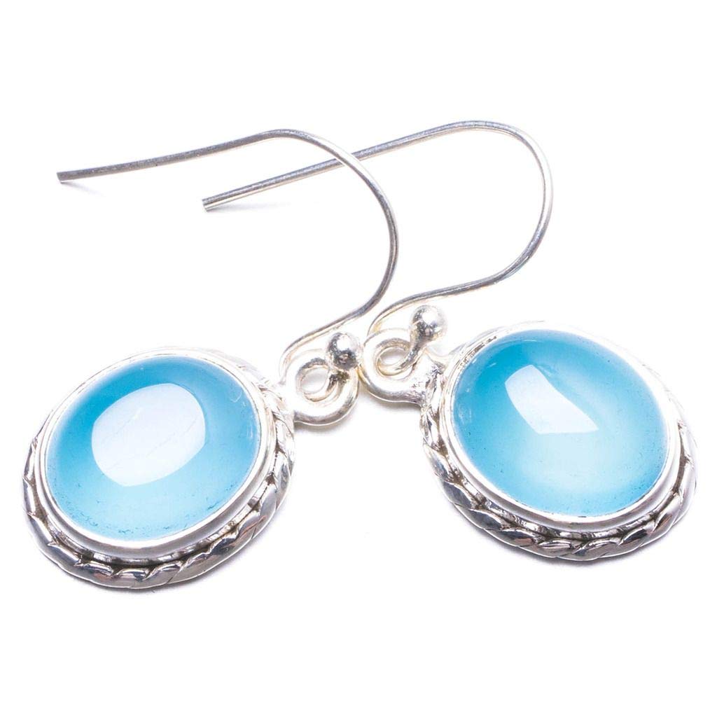 

StarGems Natural Chalcedony Handmade Unique 925 Sterling Silver Earrings 1 Y2476