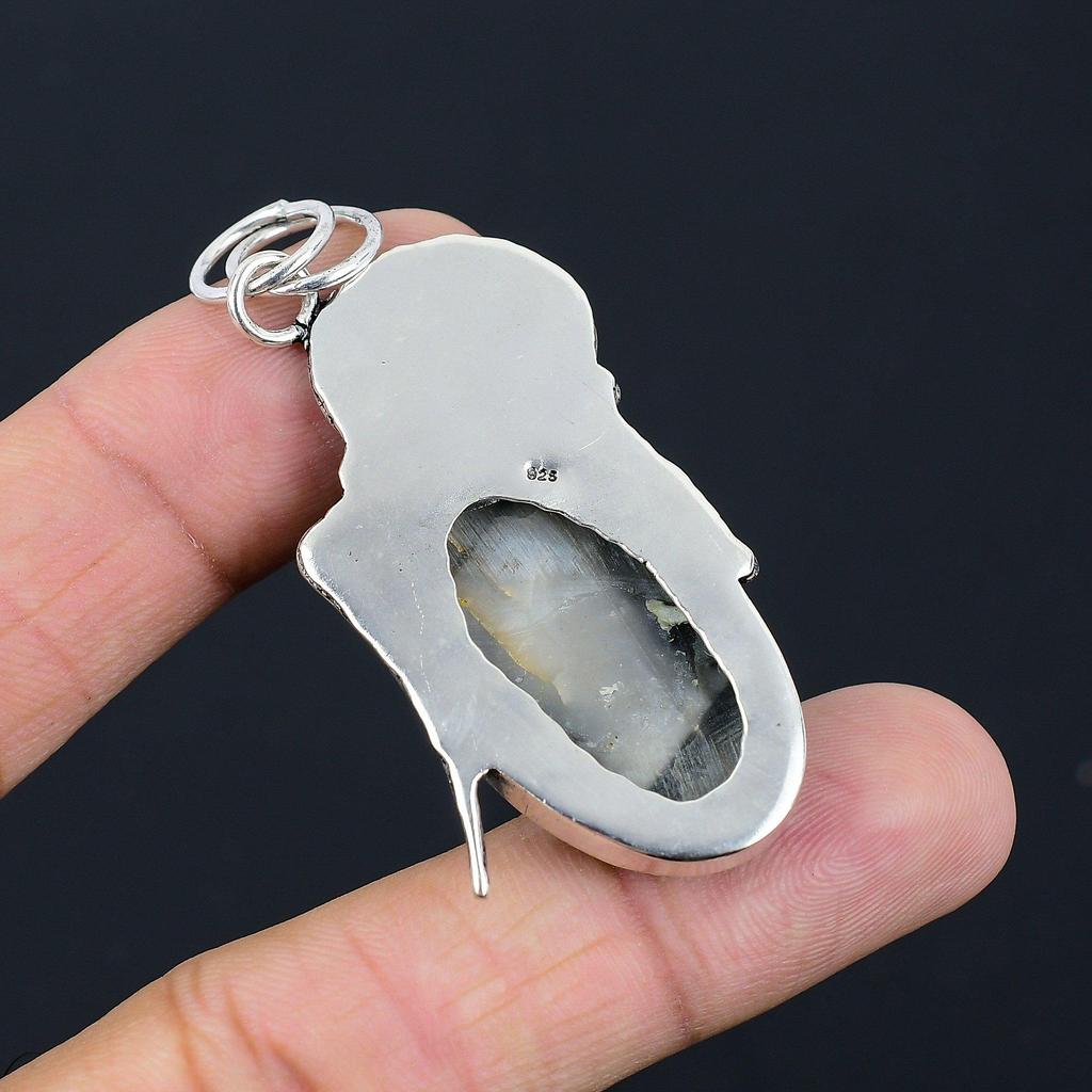 Daughters Day Deal Sterling Silver Fume Agate Gemstone Handmade Pendant Jewelry