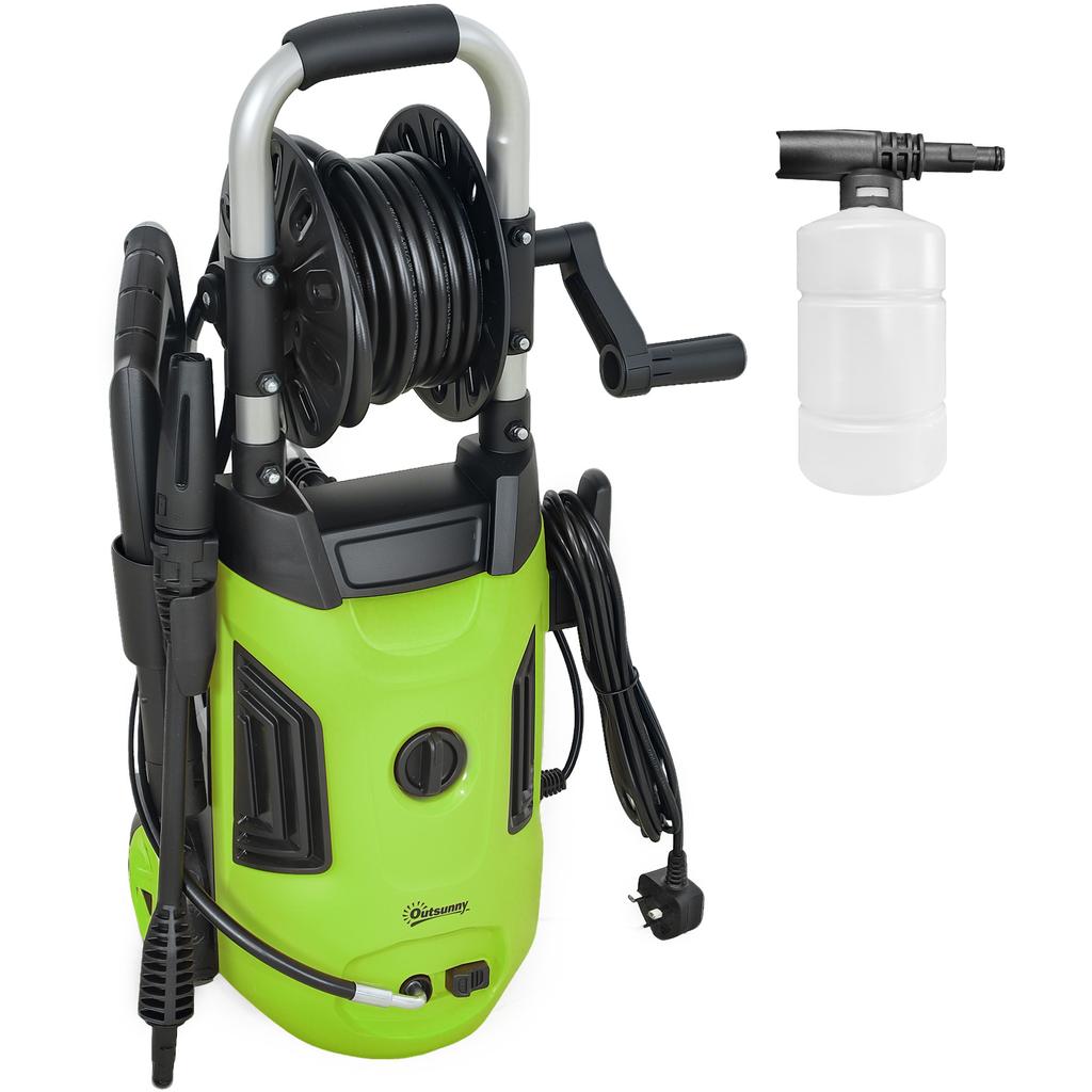 1800W High Pressure Washer, 150 Bar Pressure, 420 L/h Flow, Portable Power Washer Jet Wash Cleaner with Adjustable Nozzle, 6M Hose, Hose Reel