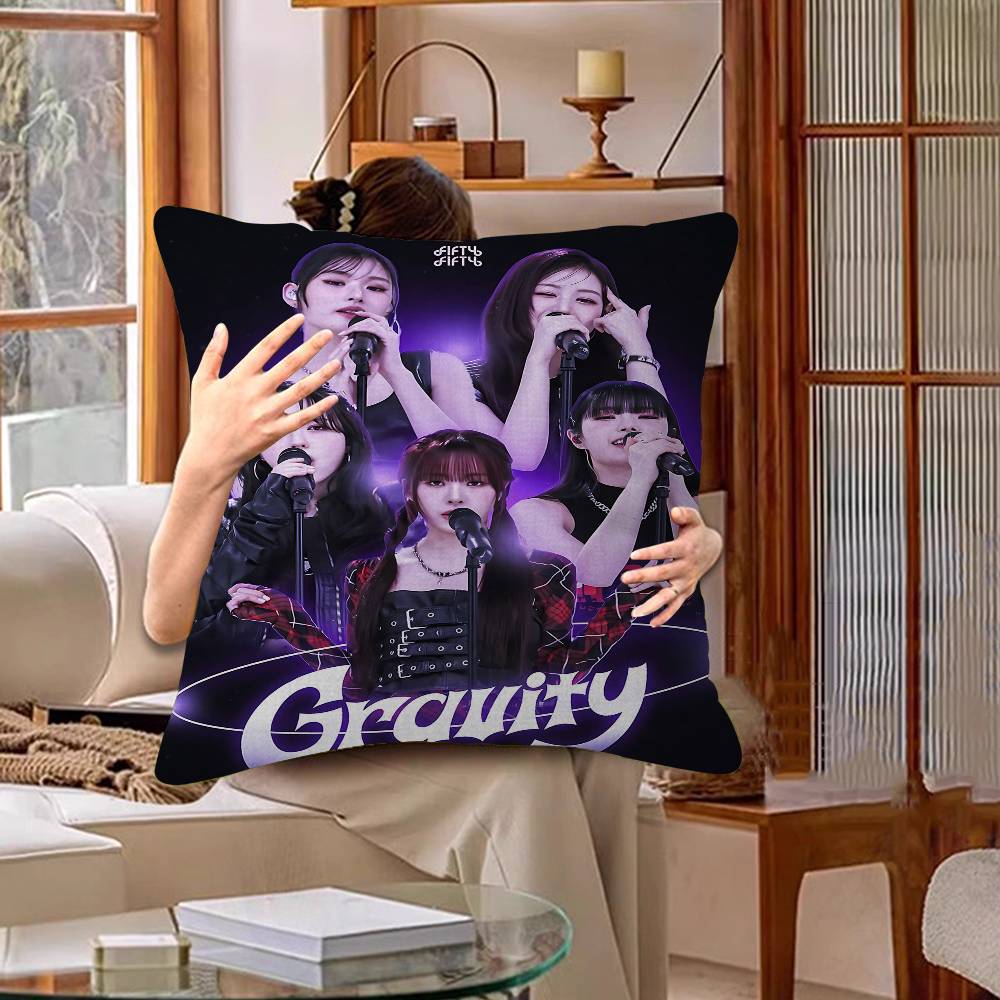 Kpop Style Group F-Fifty Fifty Pillow Cover Sofa Cushion Cover Home Room Decoration Children Gift