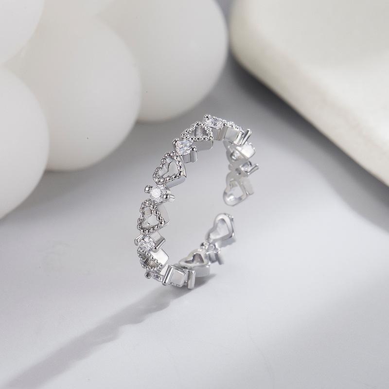 925 Sterling Silver Plated Sun Moon Sunflower Heart Rings for Women Original Flower Wedding Crystal Luxury Jewelry R5375