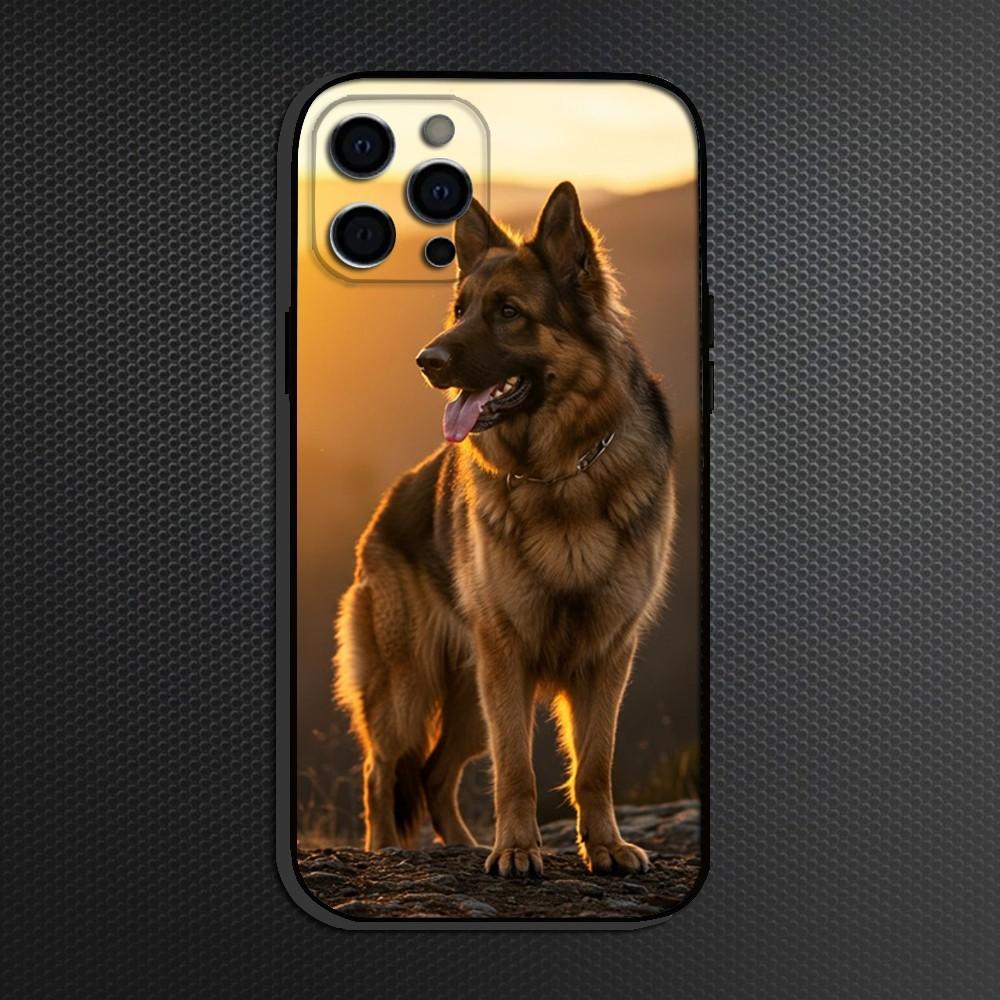 Beauty German Shepherd Dog Phone Case For iPhone 16,15,14,13,12,11 Plus,Pro Max, Soft Silicone Black Cover