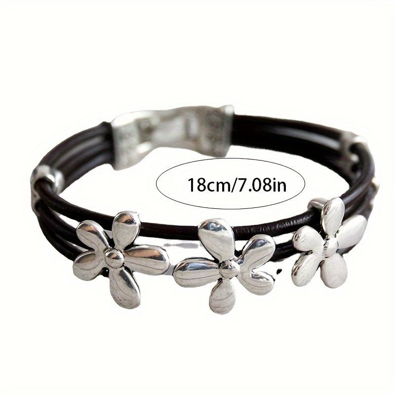 Bohemian Vintage Flower Lucky Leather Multilayer Bracelet for Women Men Friendship Handmade Jewelry Couples Bangle Gift