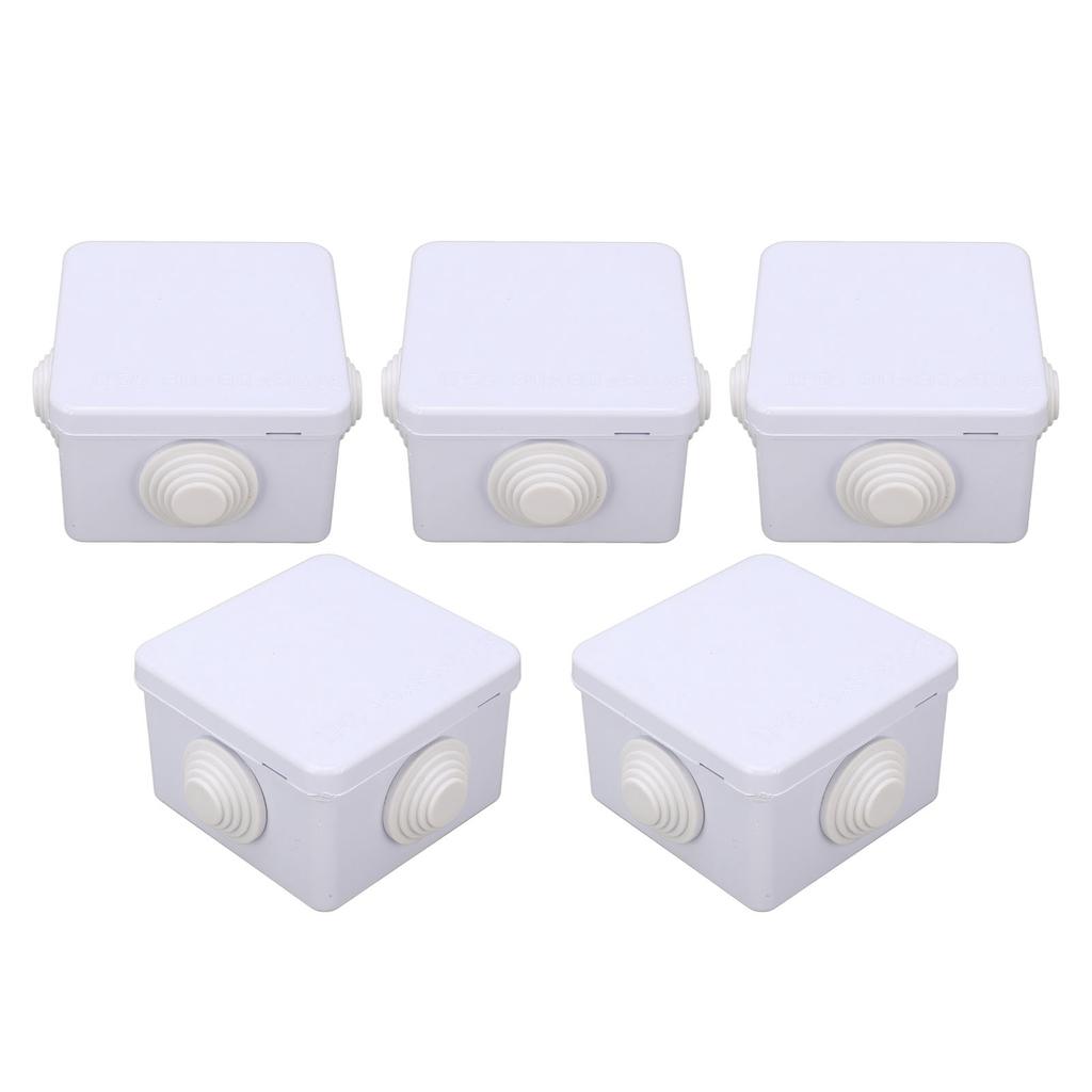 5Pcs Plastic Waterproof Cable Box with Rubber Plug IP55 Waterproof Plug Junction Wire Box