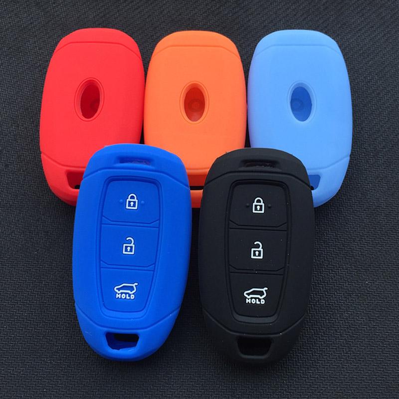 Silicone rubber car key case cover for hyundai kona 2017 i30 ix35 solaris Azera ELANTRA GRANDEUR IG 3button key case cover shell
