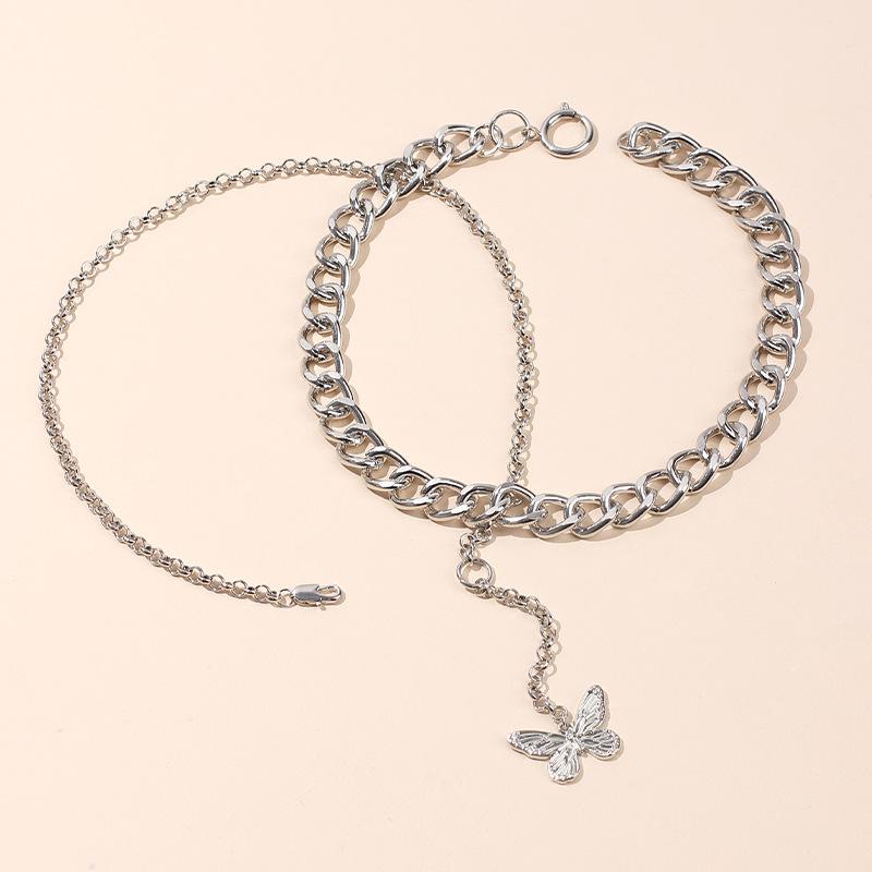 Stall Exaggerated Large Chain Butterfly Pendant Hip Hop Necklace Ins Wind Beautiful Multi-layer Mori Collarbone Neck Chain