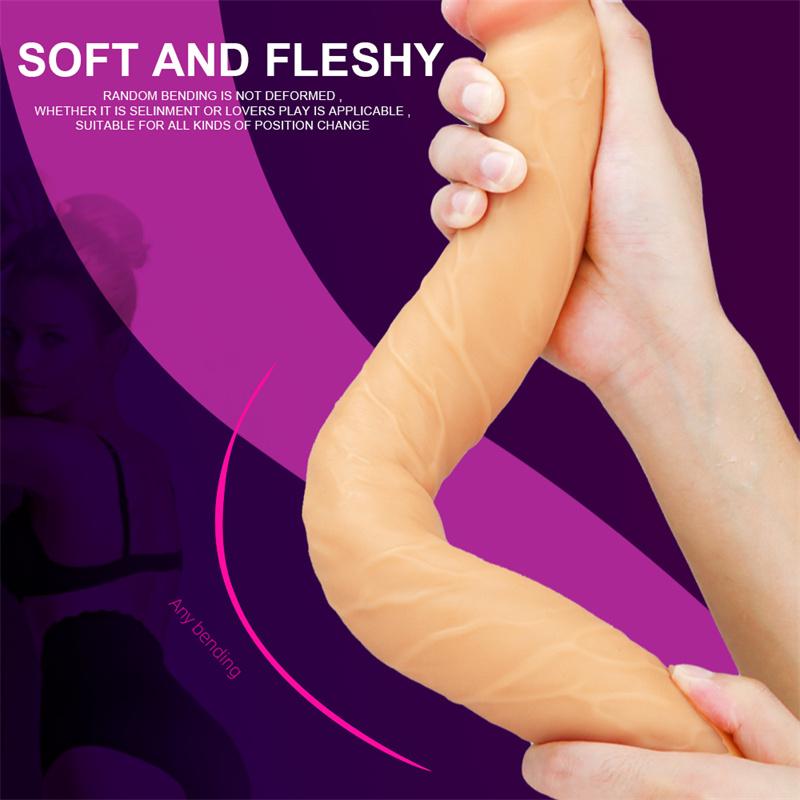 Double-headed 46 Cm Female Long Back Court Anal Plug Lala Masturbation Device Dildo Adult Simulation Supplies