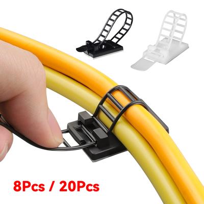 Lot de 8 ou 20 clips adhésifs pour câbles de voiture, réglables, en nylon, serre-câbles, pour la gestion des câbles