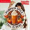 2D Flat Aluminum Decorative Plaques and Ornaments, Featuring Pumpkin, Spice, Autumn Latte, Pumpkin, Maple, and Cinnamon Patterns for Wall Decoration