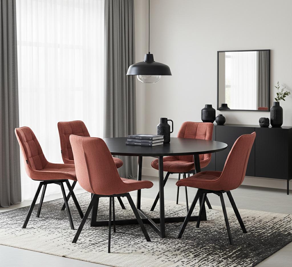 Upholstered Swivel Chair Lapo Fabric Burgundy