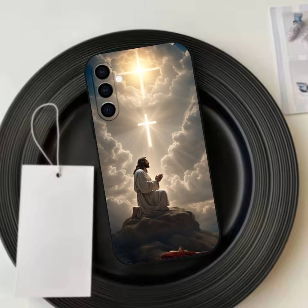 Son Of God Jesus Cross Holy Light Phone Case For Samsung Galaxy A73,A72,A71,A70,A53,A52,A51,Others Soft Black Cover Samsung a22 5g