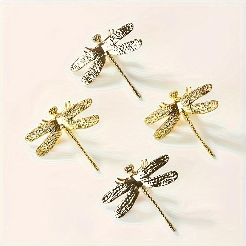 2pcs Dragonfly Design Solid Brass Cabinet Knobs - Polished Finish, Easy Install Drawer Pulls for Home Decor & Furniture